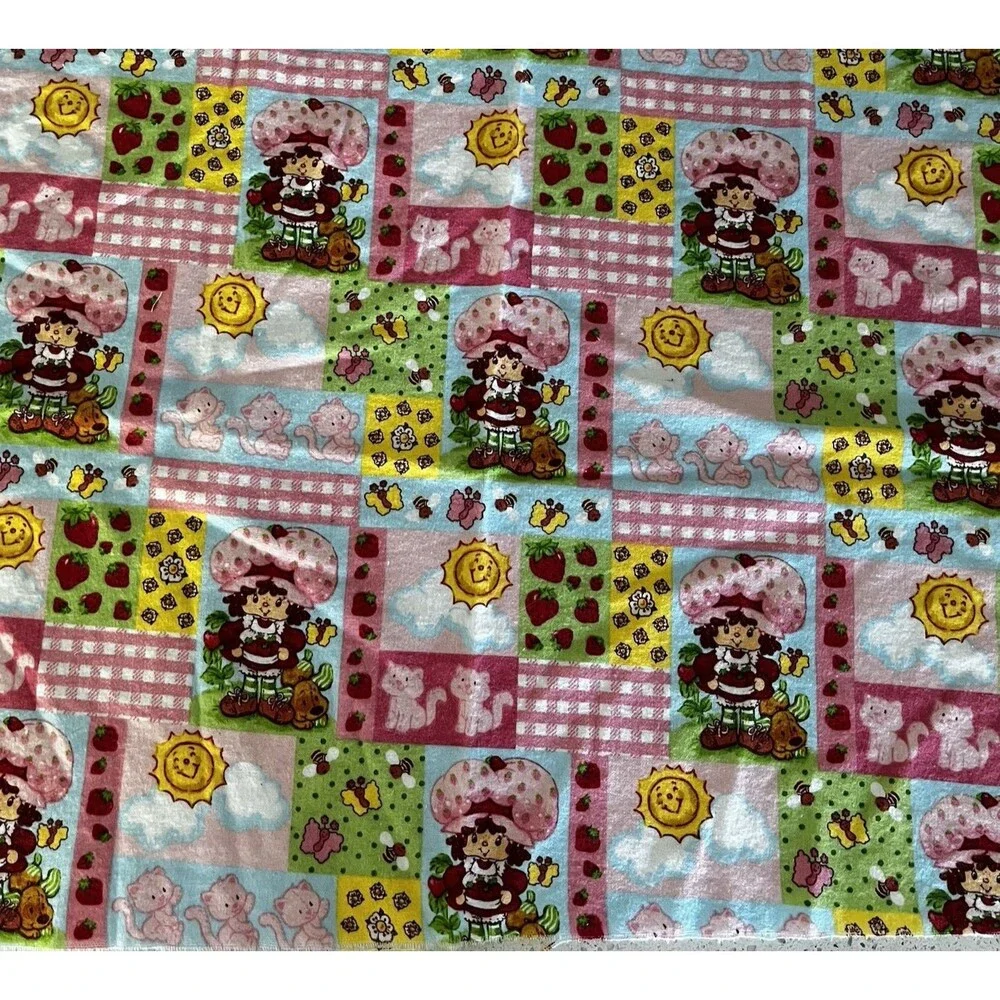 Strawberry Shortcake Patchwork Flannel Fabric Remnant 20
